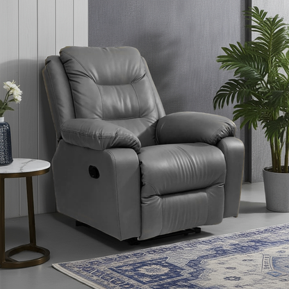 1 Seat Recliner Sofa with Premium Leatherette, Grey