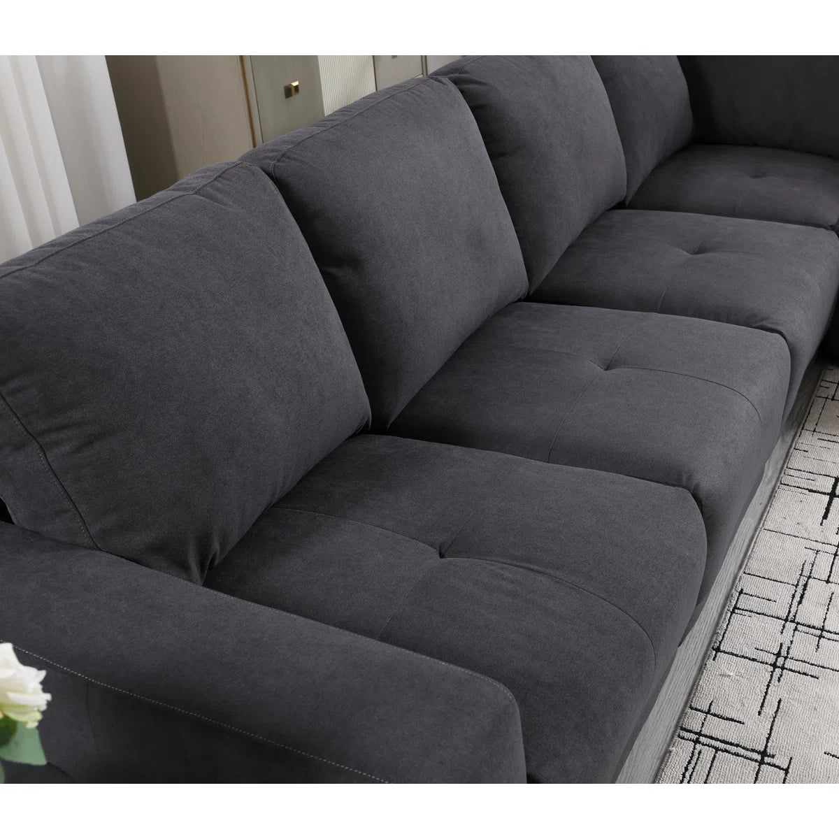 7 Seater Sofa Set: Modern Chenille Sectional Sofa Couch with Wide Upholstery
