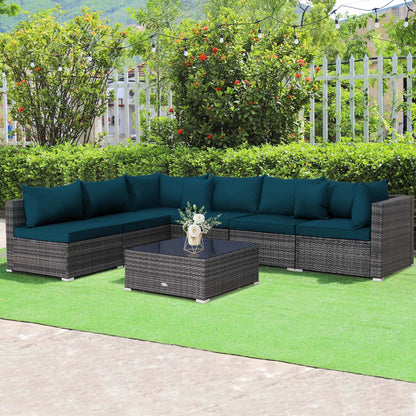 7 Seater Sofa Set: 7pcs Modern Chaise Sectional Furniture Set with Cushions