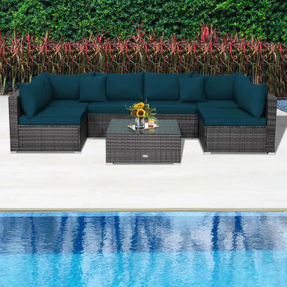 7 Seater Sofa Set: 7pcs Modern Chaise Sectional Furniture Set with Cushions