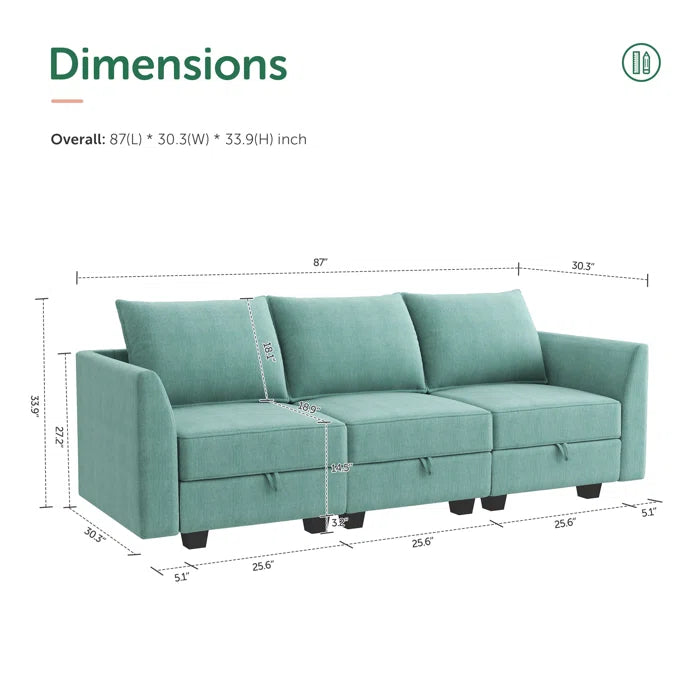 7 Seater Sofa Set:  87.01'' Upholstered Sofa for Stylish Living Room