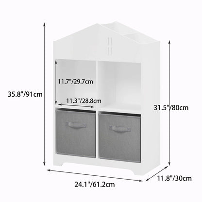 Kids Toy Storage Unit: Multi-Layer Wooden Bookcase with Front-Facing Display