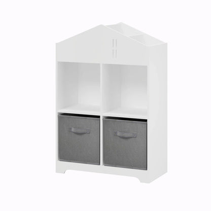 Kids Toy Storage Unit: Multi-Layer Wooden Bookcase with Front-Facing Display