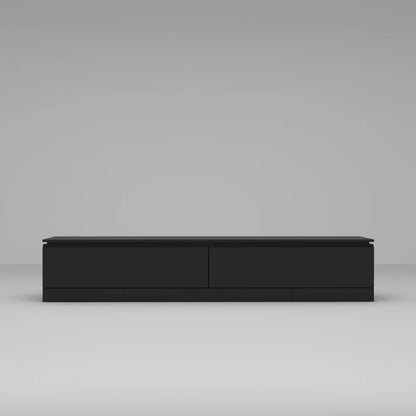 tv panel: Adjustable modern tv panel with expandable storage and low-profile matte black design