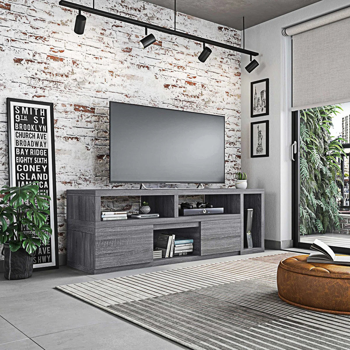 tv panel: Adjustable  tv panel Console with Expandable Frame and 2 Drawers