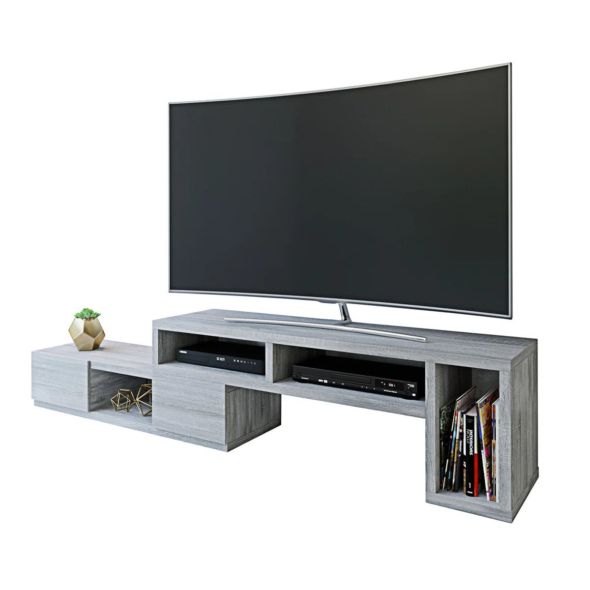 tv panel: Adjustable  tv panel Console with Expandable Frame and 2 Drawers