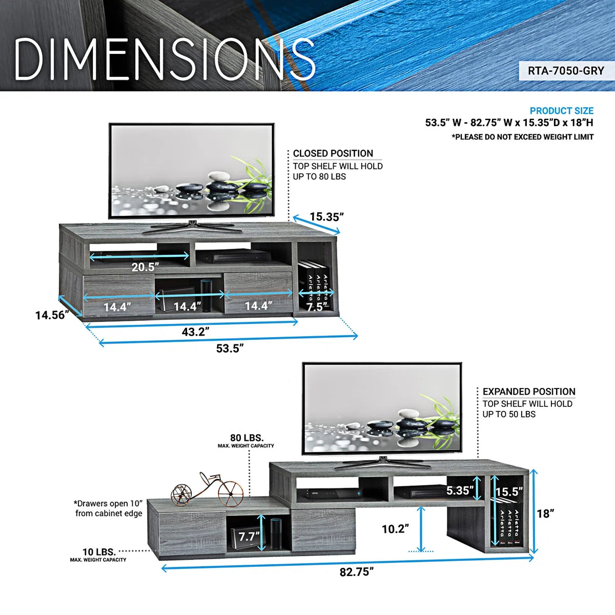 tv panel: Adjustable  tv panel Console with Expandable Frame and 2 Drawers