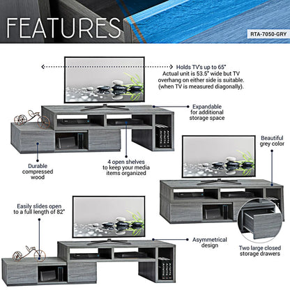 tv panel: Adjustable  tv panel Console with Expandable Frame and 2 Drawers
