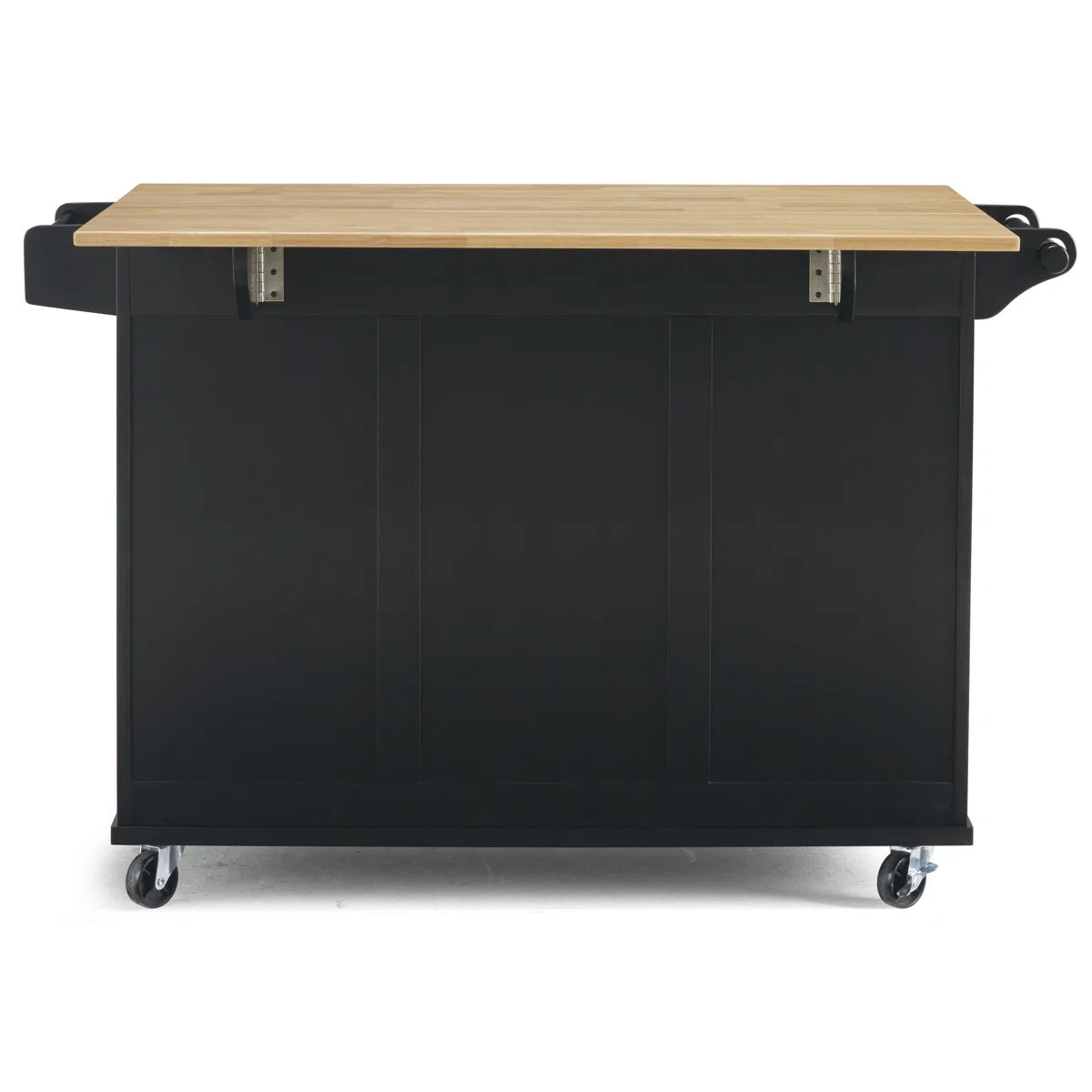 Kitchen Island Table: 44.5” Solid Wood Rolling Cart with Drop Leaf, Drawers, Cabinets &amp; Towel Racks