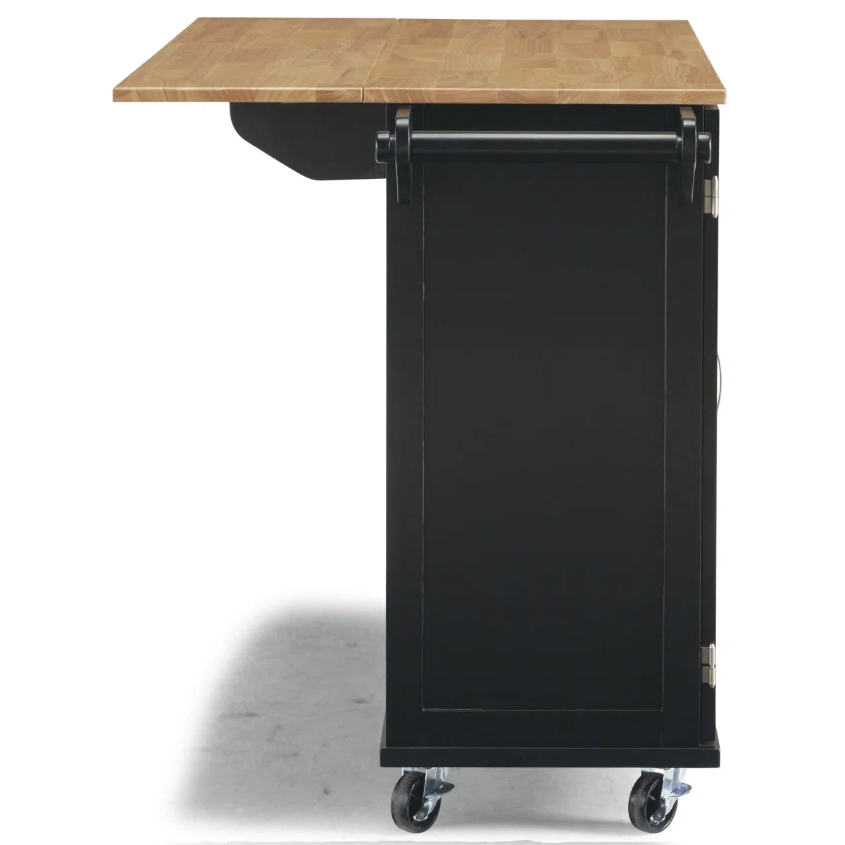 Kitchen Island Table: 44.5” Solid Wood Rolling Cart with Drop Leaf, Drawers, Cabinets &amp; Towel Racks