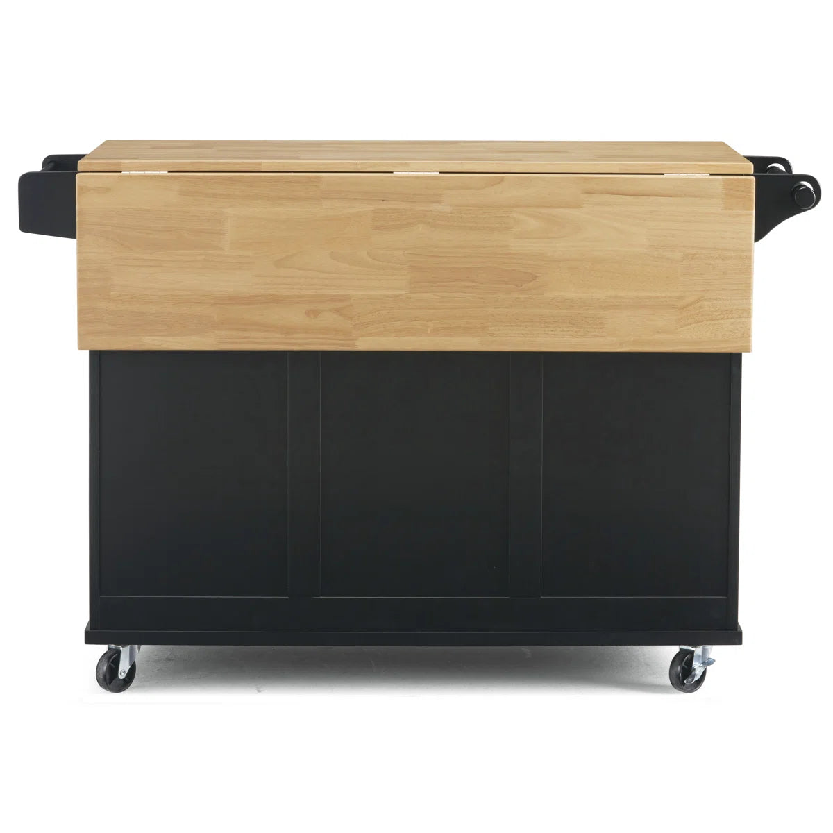 Kitchen Island Table: 44.5” Solid Wood Rolling Cart with Drop Leaf, Drawers, Cabinets &amp; Towel Racks
