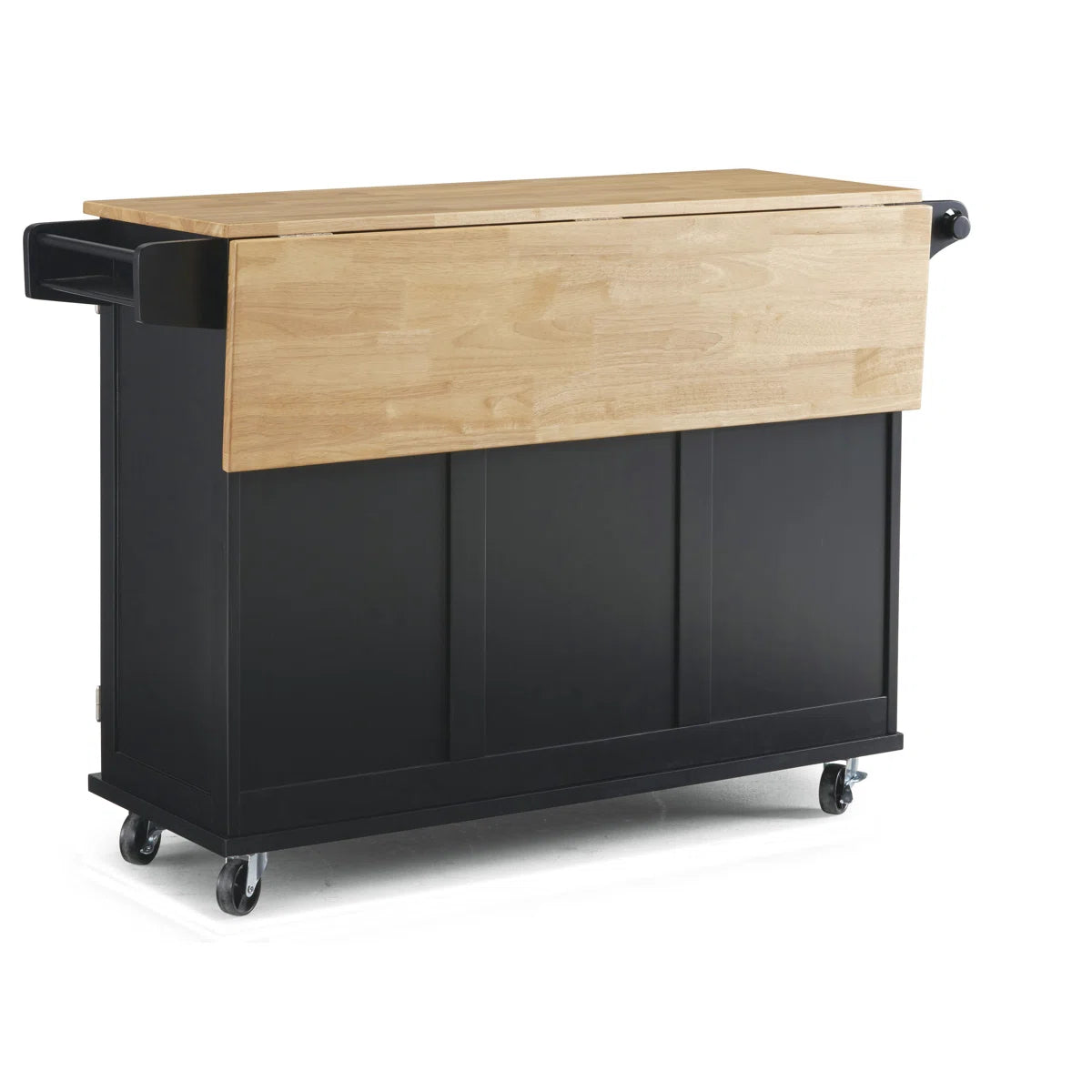 Kitchen Island Table: 44.5” Solid Wood Rolling Cart with Drop Leaf, Drawers, Cabinets &amp; Towel Racks