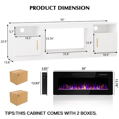 tv panel :80" TV Console with Storage Cabinets and Open Shelves