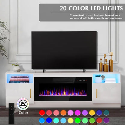 tv panel :80" TV Console with Storage Cabinets and Open Shelves