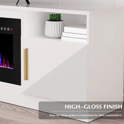 tv panel :80" TV Console with Storage Cabinets and Open Shelves