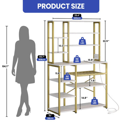 Kitchen Racks: 39.4'' Modern Kitchen Baker's Rack with Shelves and Storage Baskets