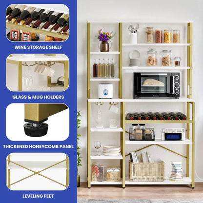 Kitchen Racks: 39.4'' Modern Kitchen Baker's Rack with Shelves and Storage Baskets