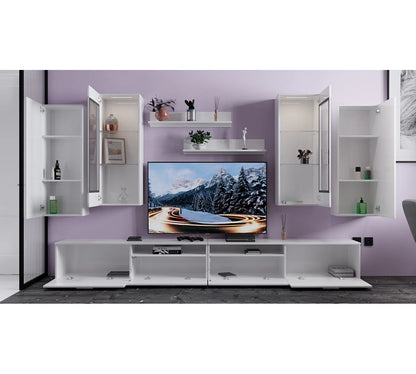 tv panel: Modern Entertainment Center for TVs up to 55" with Open Shelving