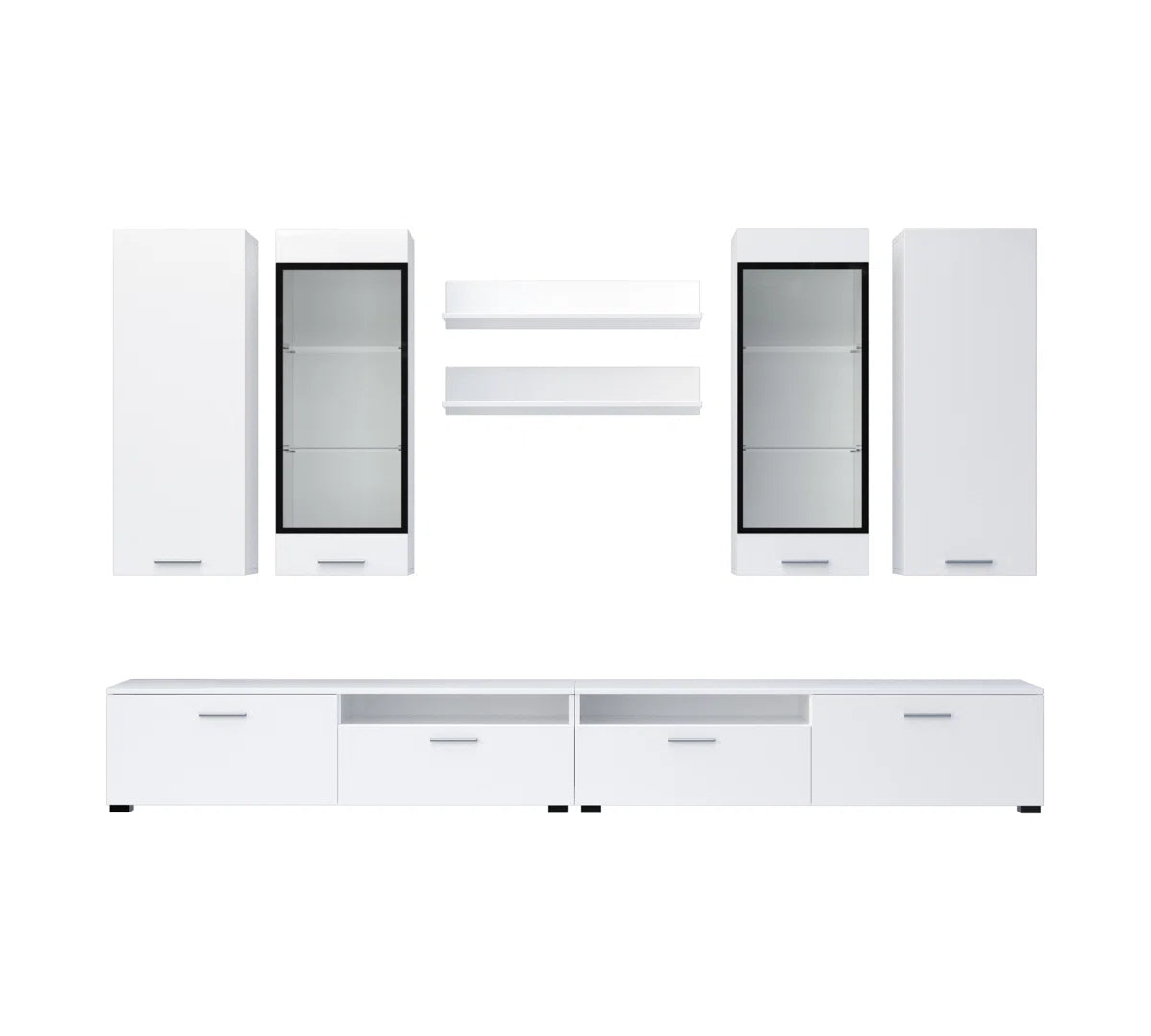 tv panel: Modern Entertainment Center for TVs up to 55" with Open Shelving