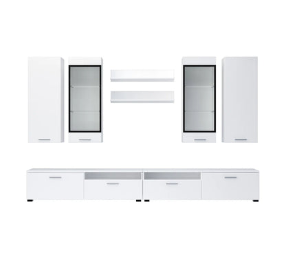 tv panel: Modern Entertainment Center for TVs up to 55" with Open Shelving