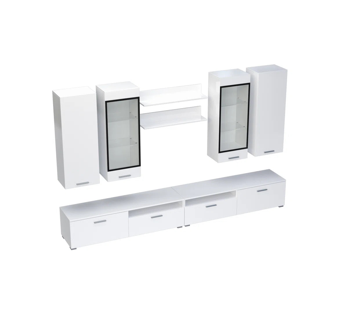 tv panel: Modern Entertainment Center for TVs up to 55" with Open Shelving
