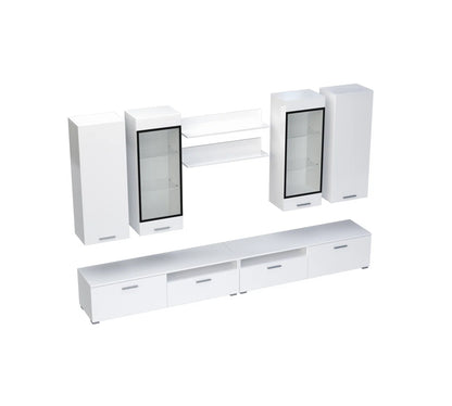 tv panel: Modern Entertainment Center for TVs up to 55" with Open Shelving