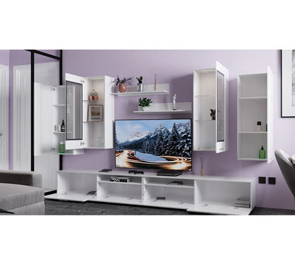 tv panel: Modern Entertainment Center for TVs up to 55" with Open Shelving