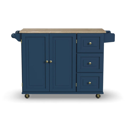 Kitchen Island Table: 53.5" wide Granite Top Kitchen Cart with Locking Wheels and Ample Storage