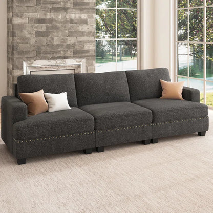 7 Seater Sofa Set: Compact Modular 3-Seater Upholstered Sectional Couch