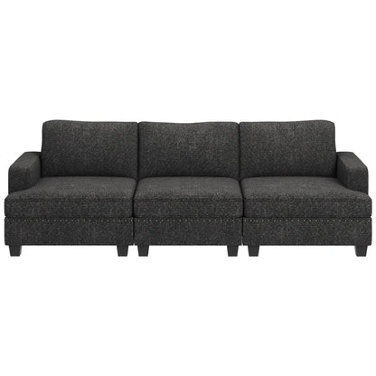 7 Seater Sofa Set: Compact Modular 3-Seater Upholstered Sectional Couch