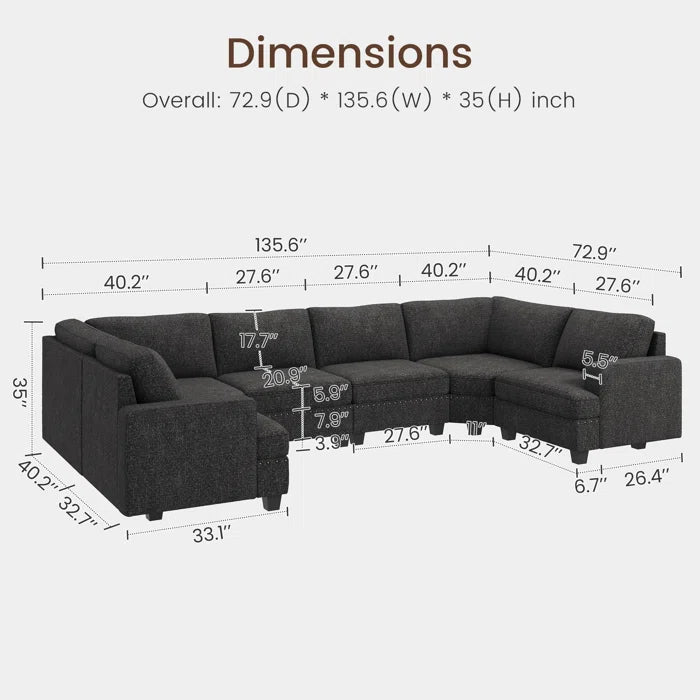 7 Seater Sofa Set: Spacious Sectional Sofa for Large Living Rooms