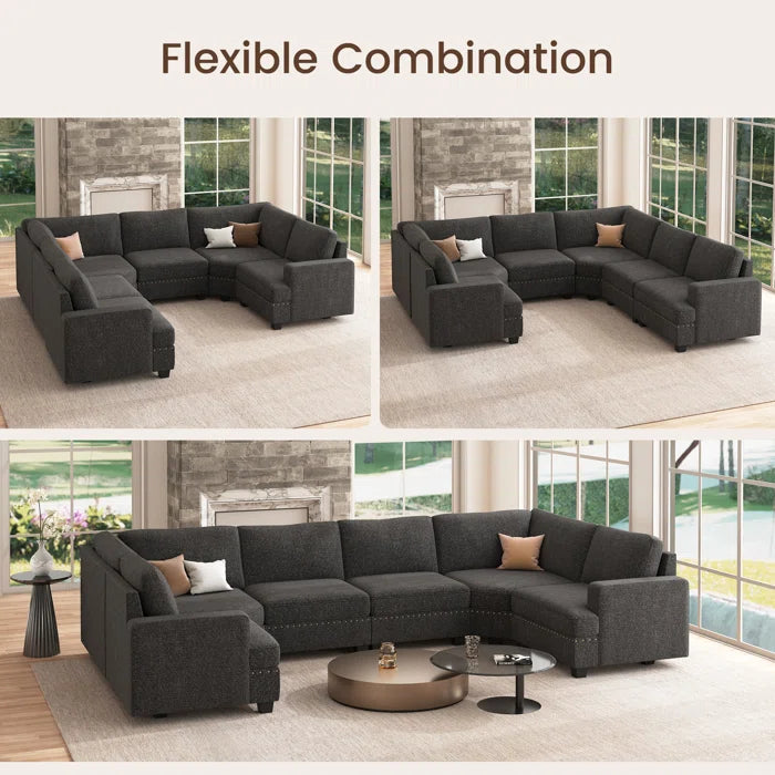 7 Seater Sofa Set:  U-Shaped Modular Sectional The sofa