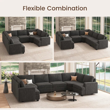 7 Seater Sofa Set:  U-Shaped Modular Sectional The sofa