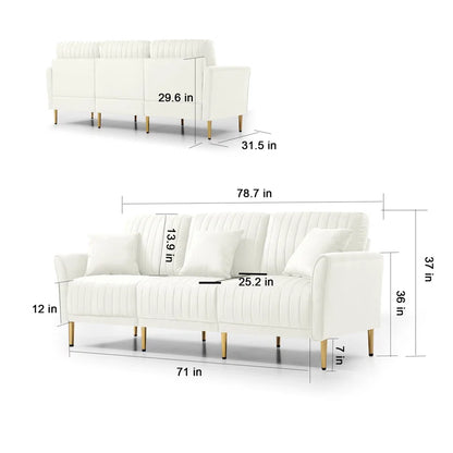 Luxury Sofa Sets: 4-Piece Velvet Sofa Set with Sofa, Loveseat, Chair & Ottoman – Gold Legs, Art Deco Design