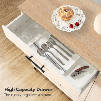 Kitchen Island Table: 26'' Wide Classic Multi-Storage Cart with Charging Station
