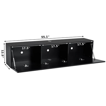 tv panel: 63" Floating TV Console with LED Lighting and Hidden Media Storage
