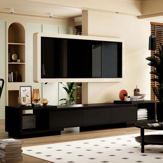 tv panel :Contemporary Media Unit for 85" TVs with Storage