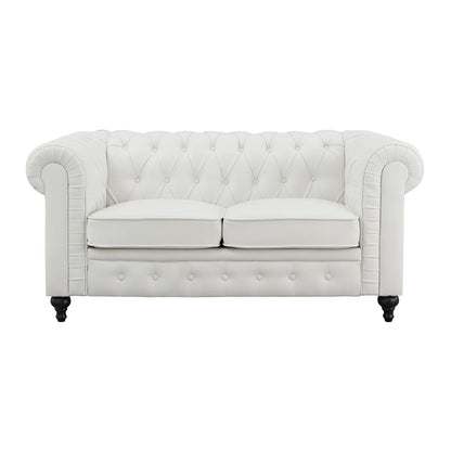 Luxury Sofa Sets: 3-Piece Faux Leather Chesterfield Sofa, Loveseat & Chair with Tufted Design