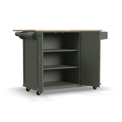Kitchen Island Table: 53.5'' Wide Classic Wooden Rolling Cart with Drop Leaf & Ample Storage