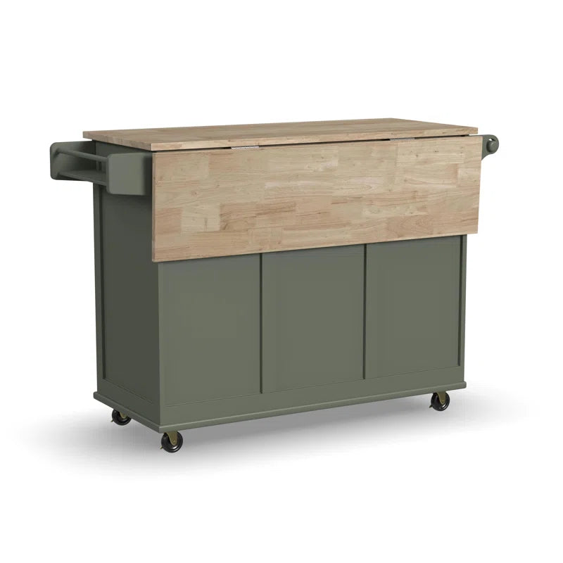 Kitchen Island Table: 53.5'' Wide Classic Wooden Rolling Cart with Drop Leaf & Ample Storage