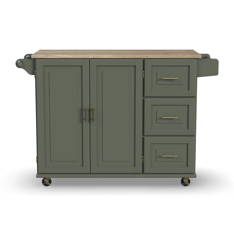 Kitchen Island Table: 53.5'' Wide Classic Wooden Rolling Cart with Drop Leaf & Ample Storage