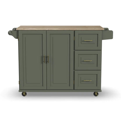 Kitchen Island Table: 53.5'' Wide Classic Wooden Rolling Cart with Drop Leaf & Ample Storage
