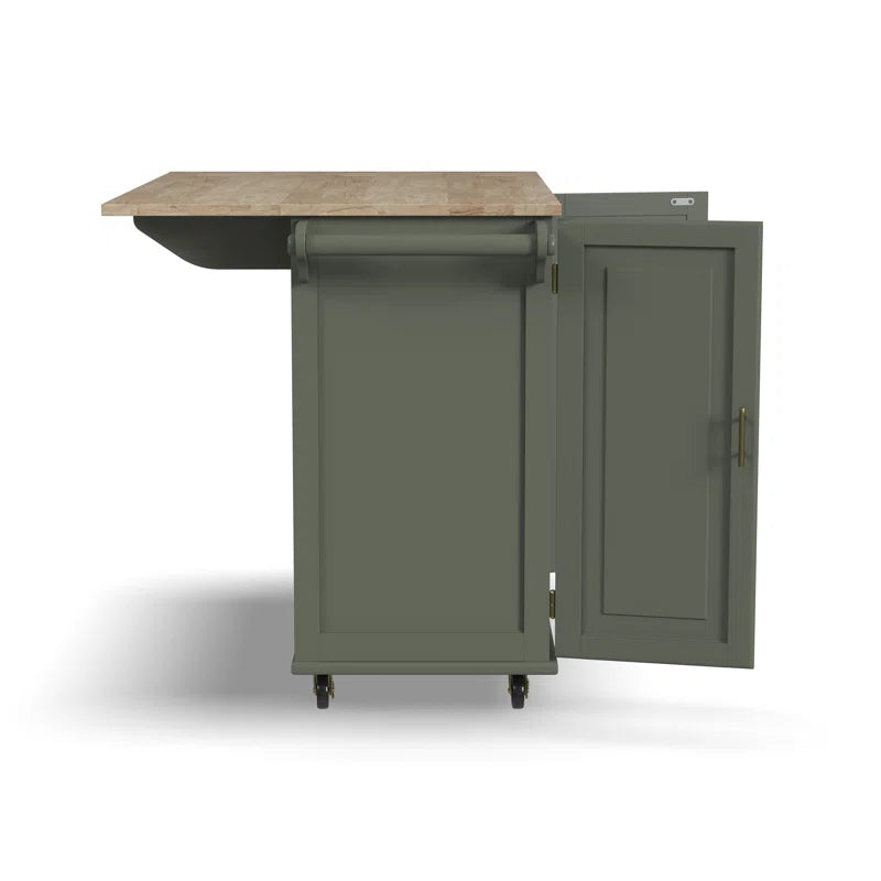Kitchen Island Table: 53.5'' Wide Classic Wooden Rolling Cart with Drop Leaf & Ample Storage