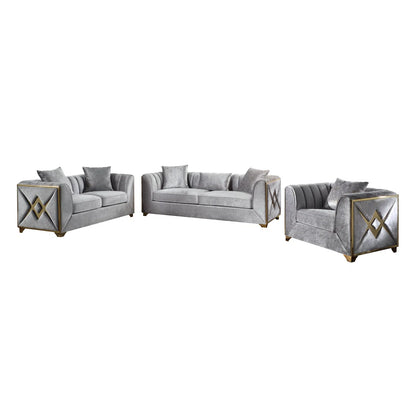 7 Seater Sofa Set: 3-Piece Velvet Living Room Furniture