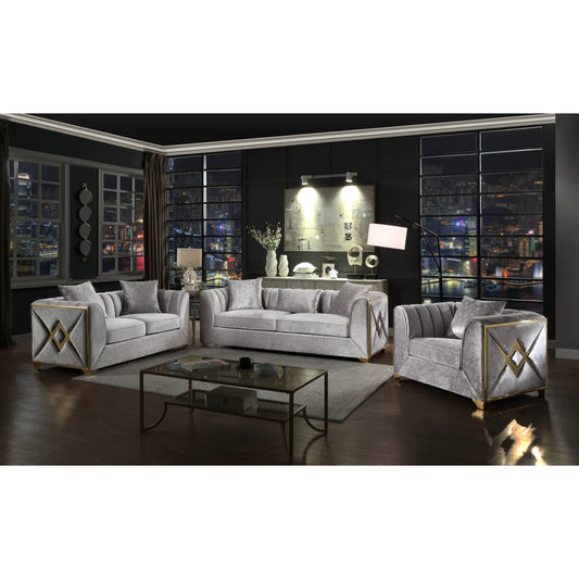 7 Seater Sofa Set: 3-Piece Velvet Living Room Furniture