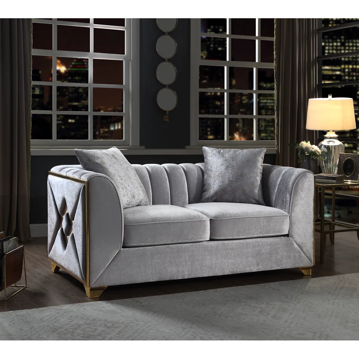7 Seater Sofa Set: 3-Piece Velvet Living Room Furniture