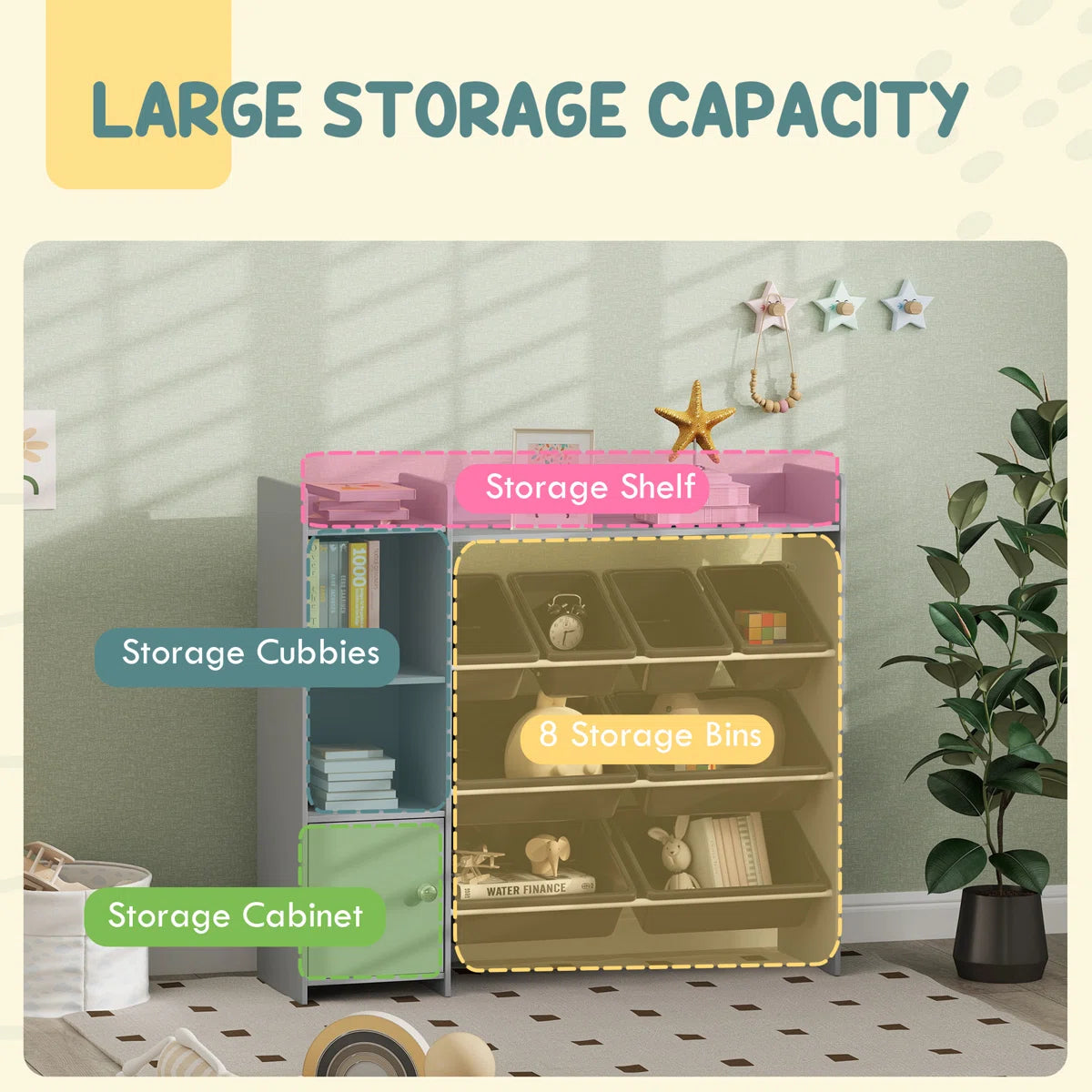Kids Toy Storage Unit: Isabelle & Max™ Organiser with Bins and Cubbies