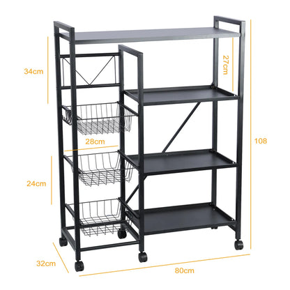 Kitchen Racks: Heavy-Duty Utility Storage Rack with Wheels and Slide-Out Baskets