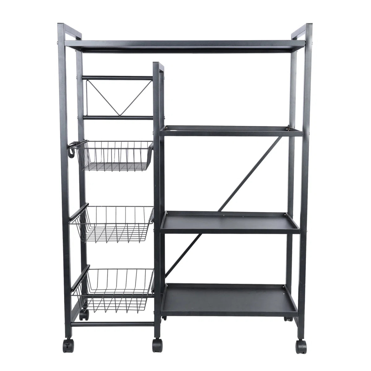 Kitchen Racks: Heavy-Duty Utility Storage Rack with Wheels and Slide-Out Baskets