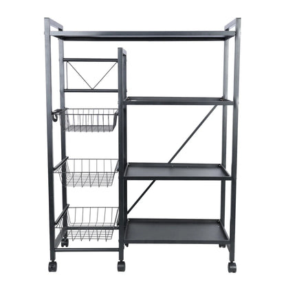 Kitchen Racks: Heavy-Duty Utility Storage Rack with Wheels and Slide-Out Baskets